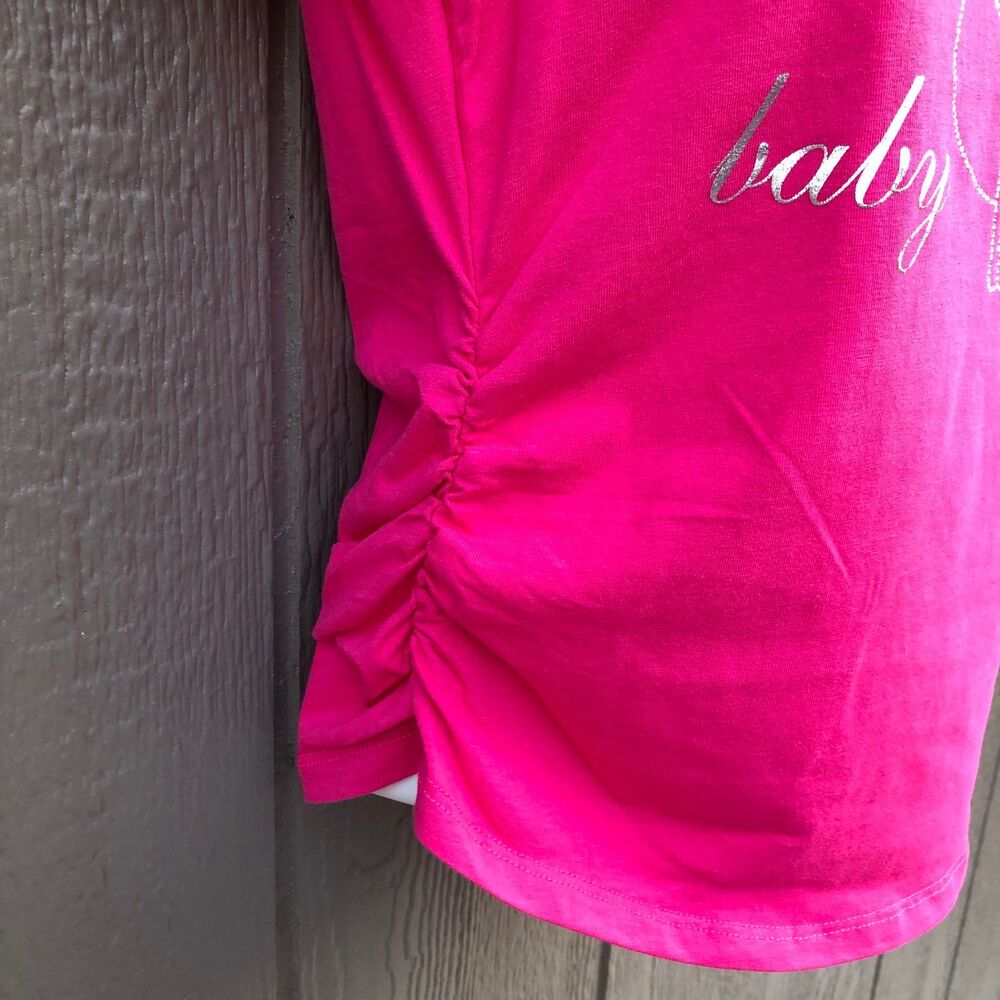 New Y2K Baby Phat Hot Pink Sz Small Ruched bedazzled Rhinestones Hip Hop Grunge - Picture 2 of 3